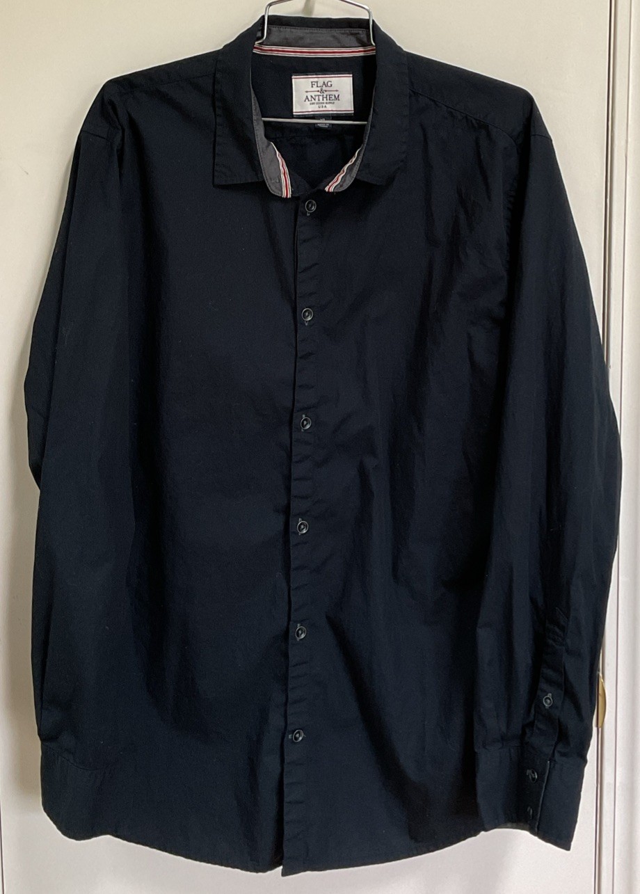 Flag & Anthem Mens XL Black Long Sleeve Button Up Shirt 100% Cotton