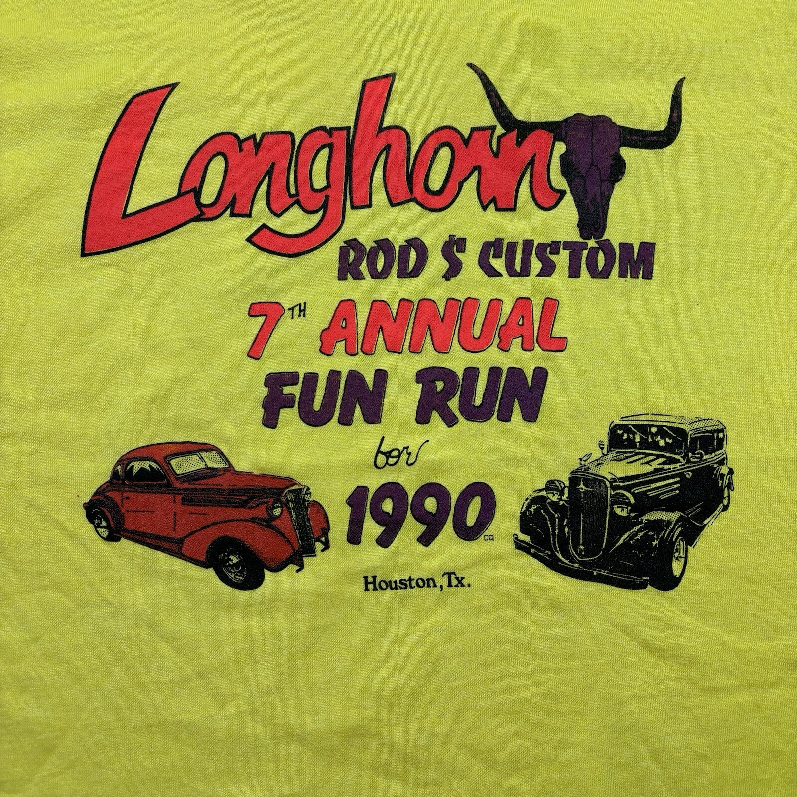 Vintage 90s Longhorn Custom Hot Rods Houston Texas Shirt Size Medium 1990 gallery
