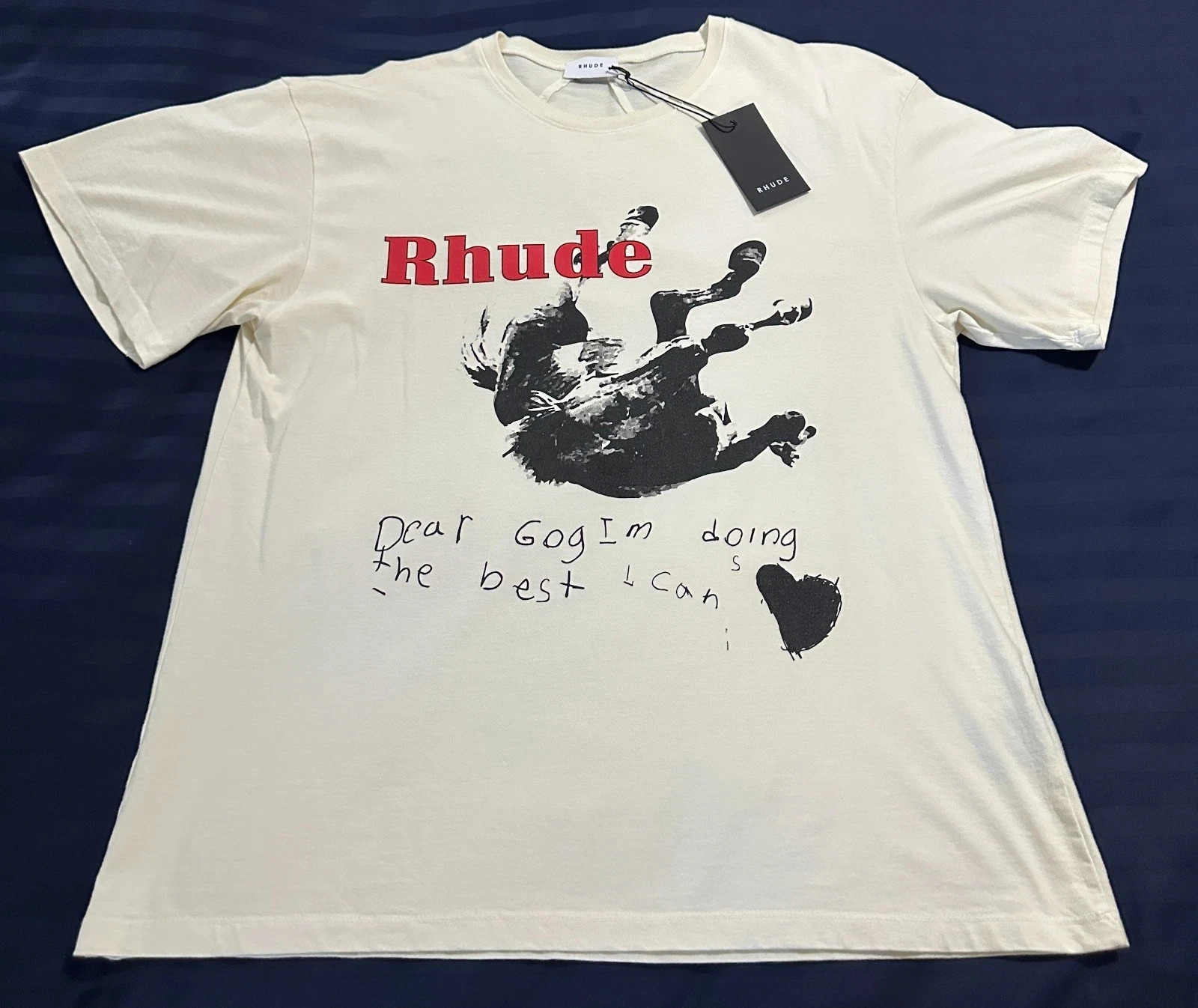 RHUDE Off-White Falling Horse T-Shirt Dear God M Medium NEW NWT