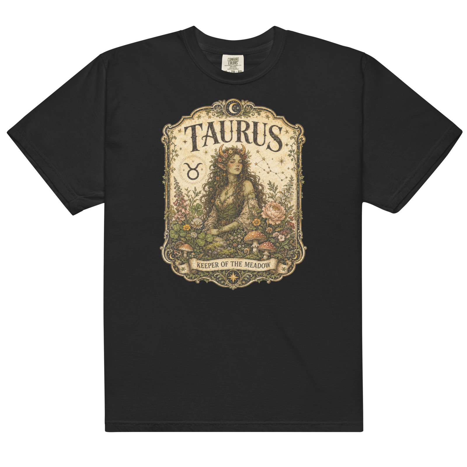 Taurus Keeper of Meadow Comfort T-Shirt Premium Fairy Fantasy Zodiac Tee S-4XL