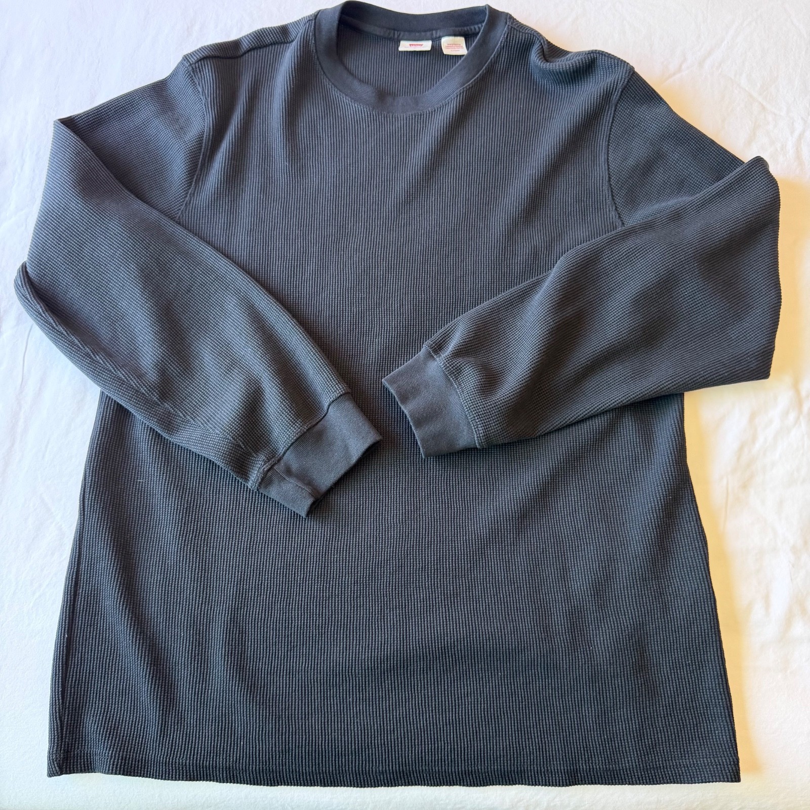 Levi’s Henley Shirt Mens XL Long Sleeve Waffle Knit Thermal Dark Gray