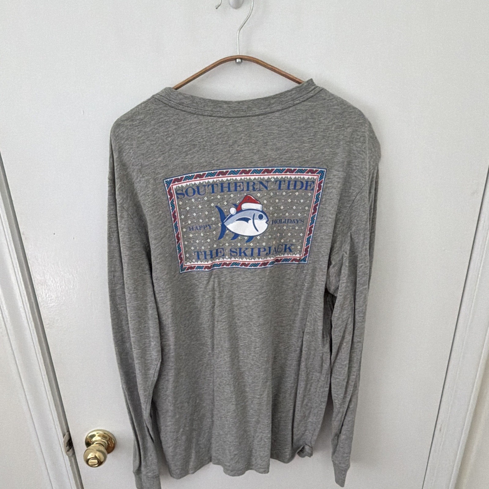Southern Tide Skipjack Logo Graphic Print Crew Neck Long Sleeve T-Shirt Gray M gallery