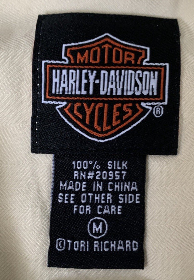 Harley Davidson Silk Mens Shirt 9x14 embroidered back panel Size M - Read Desc gallery
