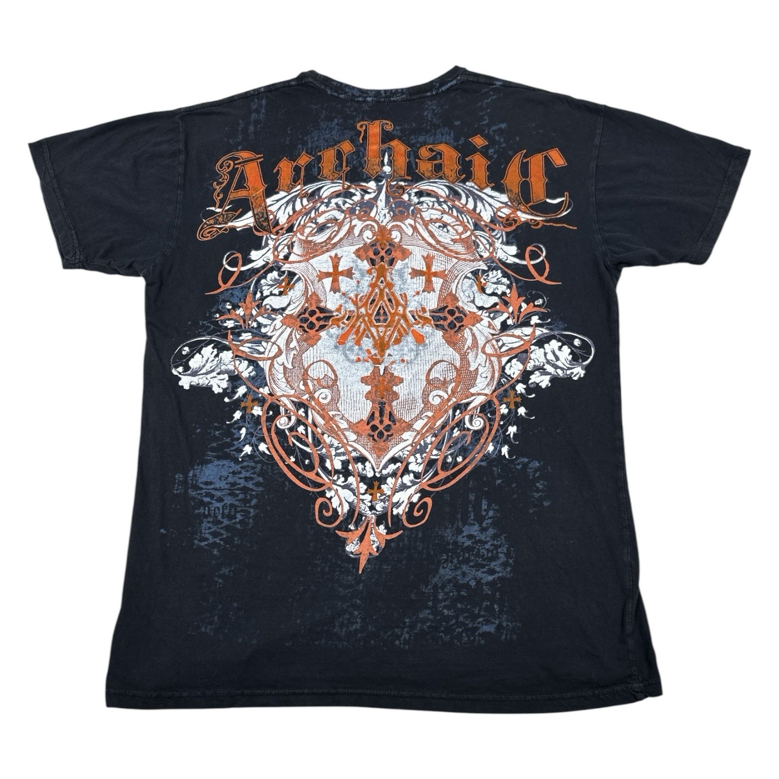 Vintage Affliction Archaic T Shirt Mens 3XL Grunge Punk Gothic Cross Y2K MMA USA gallery