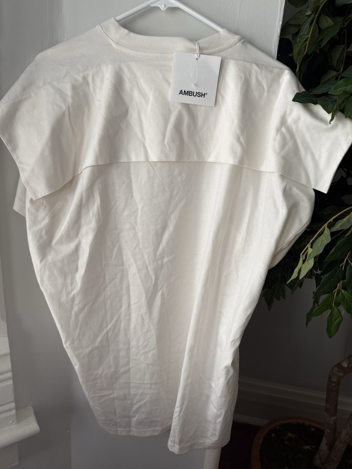 AMBUSH Men's White Embroidered Logo Jersey Cotton Short Sleeve T-Shirt 3 gallery