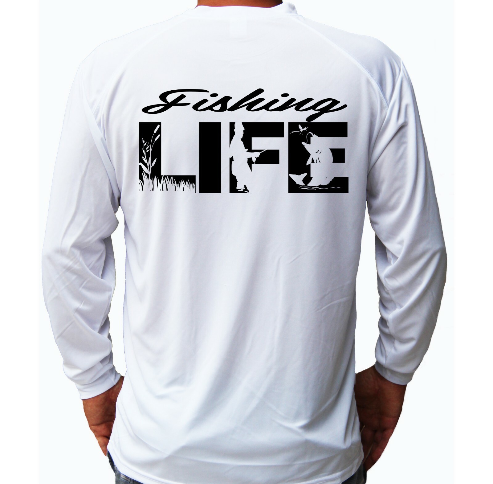 Fisherman Bass Fish Long Sleeve UPF 30 T-Shirt Fishing Life Boat UV Protection gallery