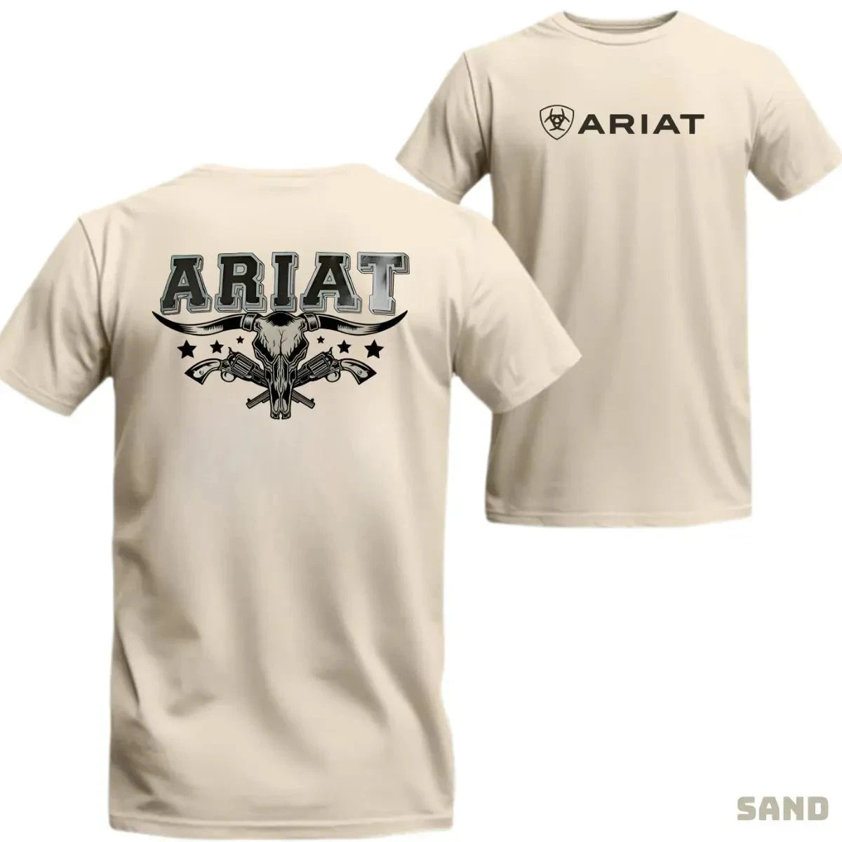 Ariatt T-shirt - Unique Design With Ariatt Logo And Bull Skull Menswear Top gallery