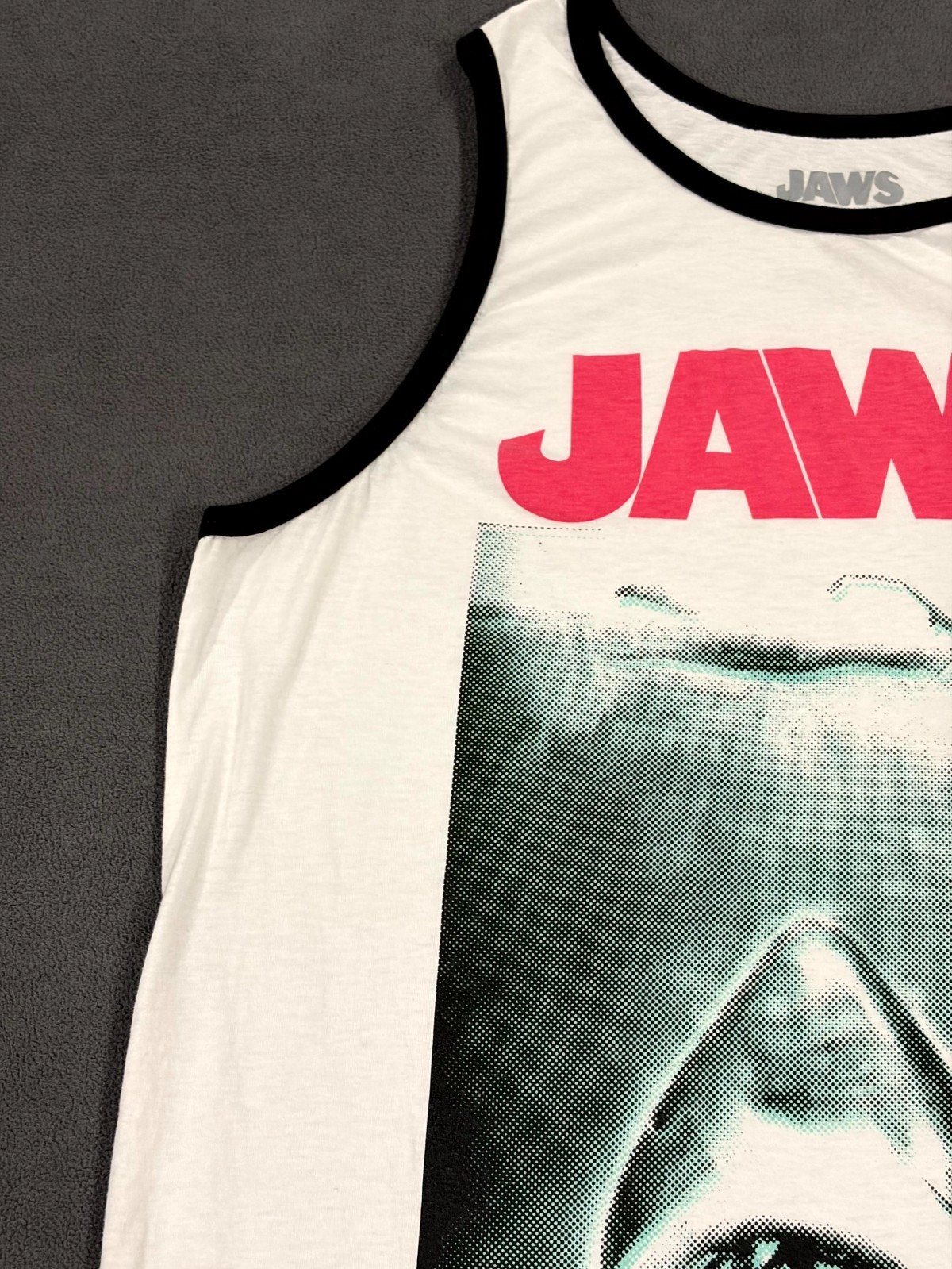 Jaws Tank Top Mens Large White Shark 1975 Swimmer Horror Adventure Film Graphic gallery