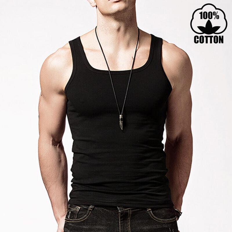 3 Packs Mens 100% Cotton Tank Top A-Shirt Wife Beater Undershirt Ribbed Black gallery