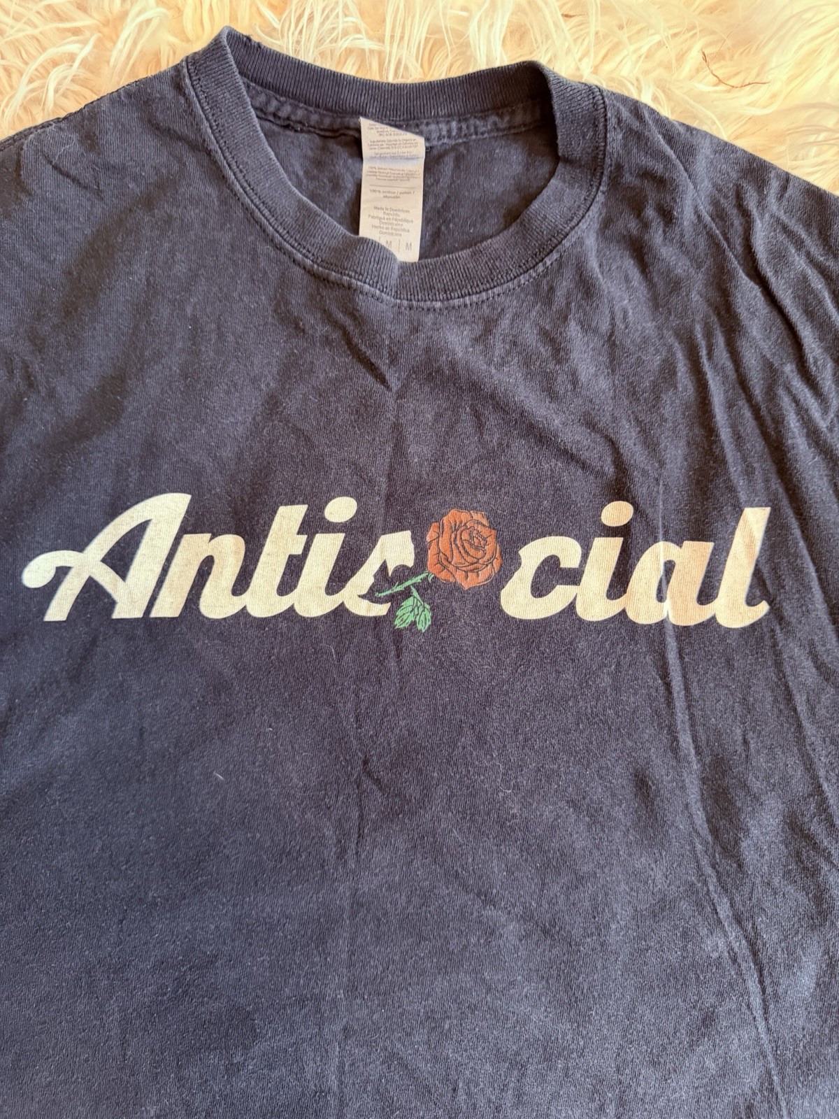 Antisocial Rose Graphic T-Shirt Black Streetwear Tee Size Medium gallery