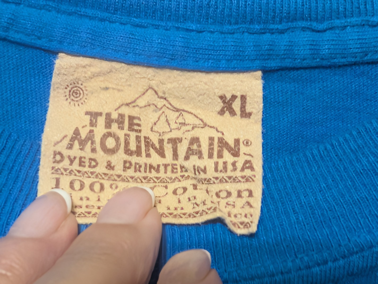 The Mountain Men's T-shirt Blue Bald Eagle Vintage Leather Tag XL #4033 EUC gallery