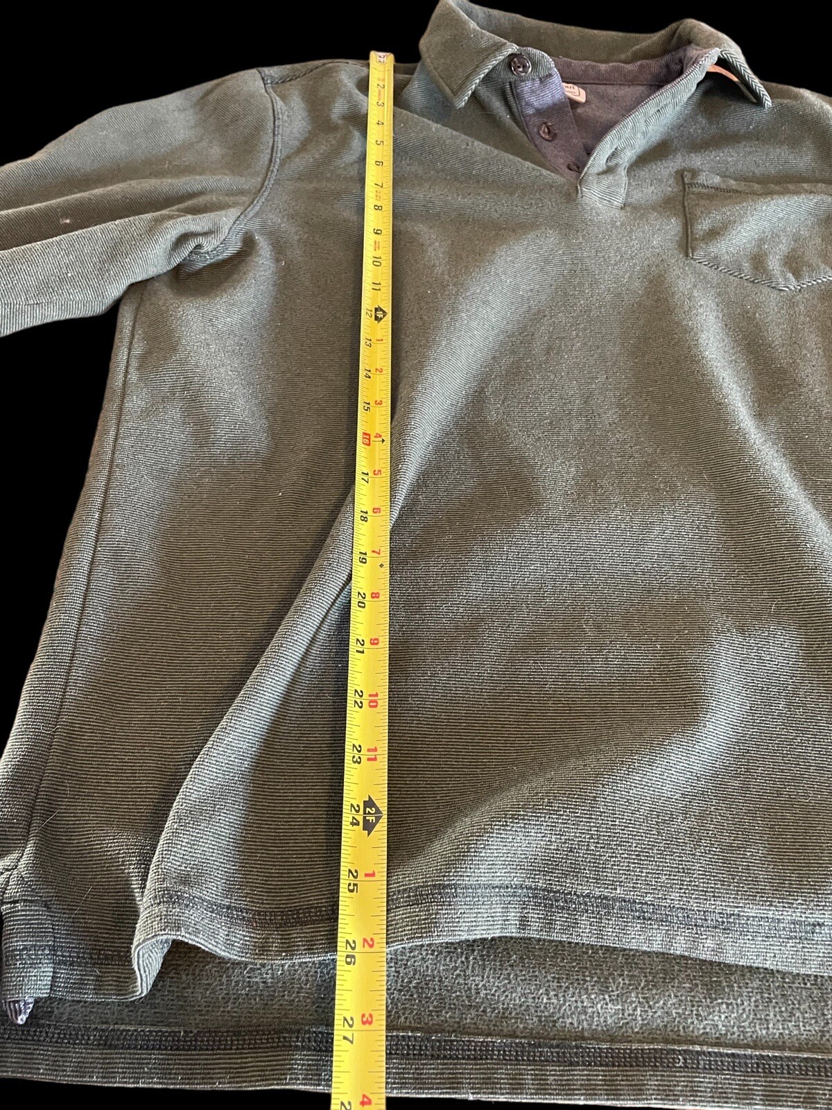 Mens LL Bean Long Sleeve Shirt Large Outdoor Army Green 1/4 Button Pull On gallery