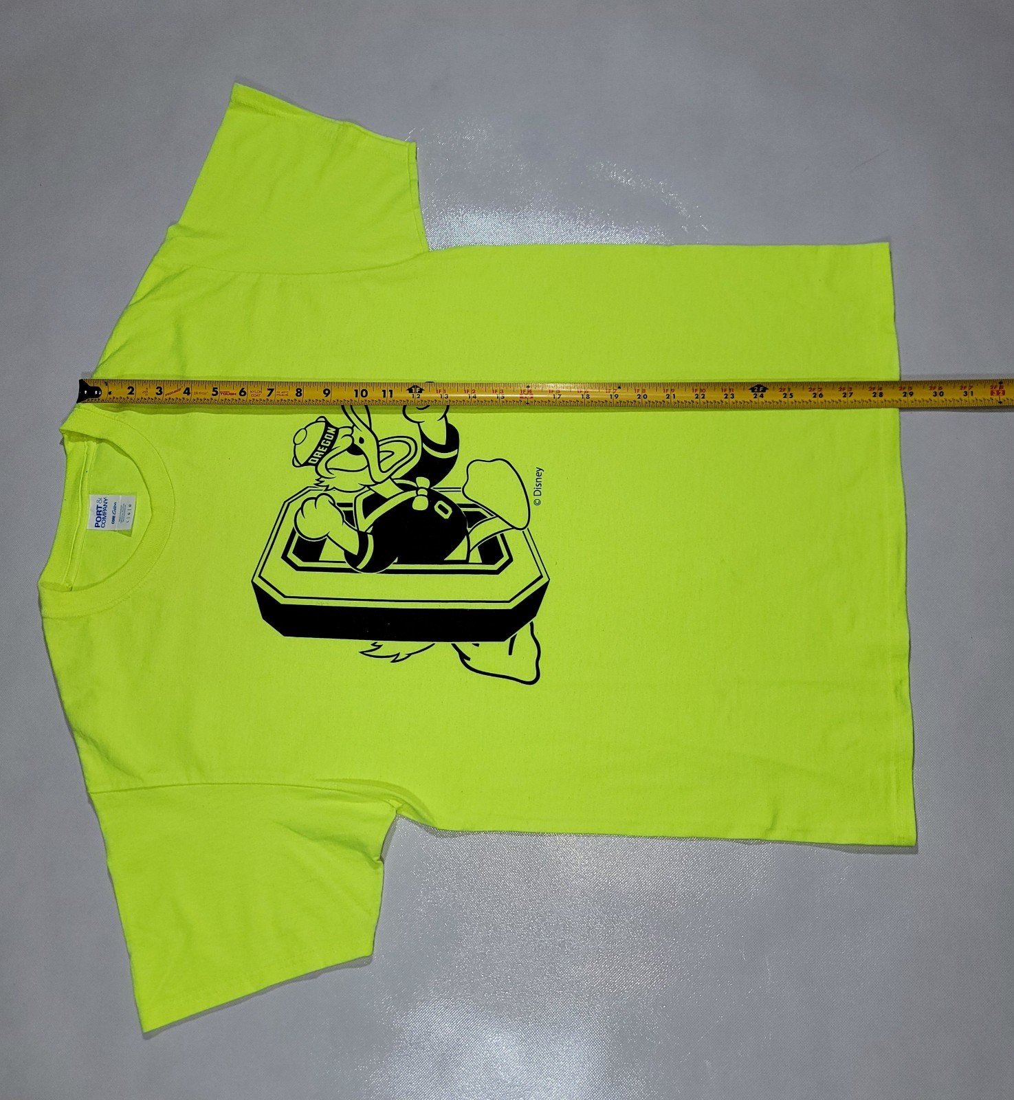 Port&Company Men's Neon Yellow Oregon Donald Duck Mascot Graphic T-Shirt gallery