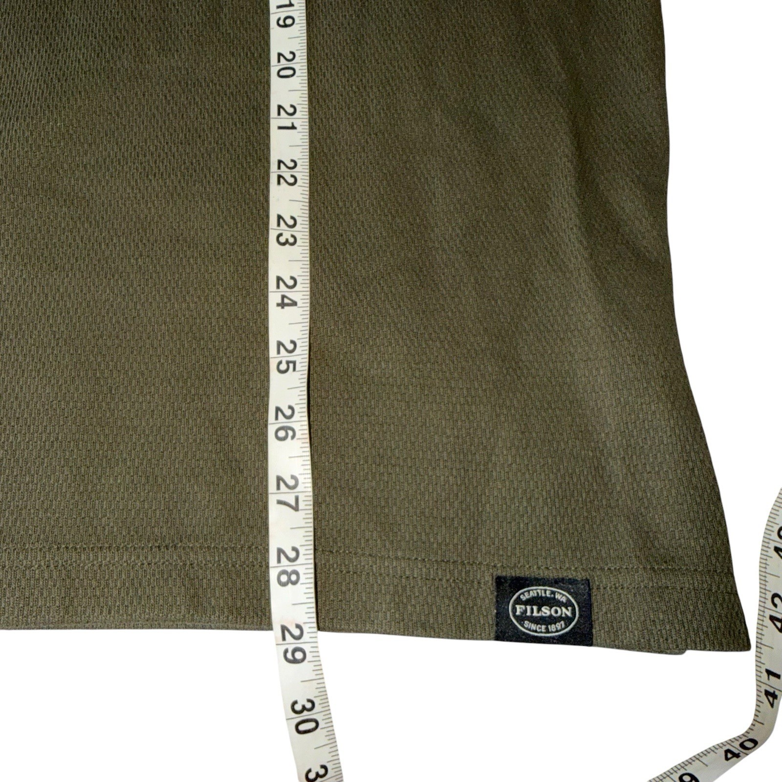 Filson Men’s Size LARGE Waffle Knit Henley Mossy Rock Green gallery