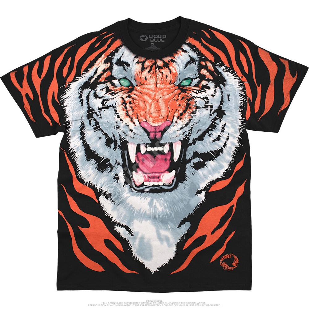 TIGER-All Over Big Print-EXOTIC WILDLIFE-2 SDD T-SHIRT S-M-L-XL-XXL Jungle