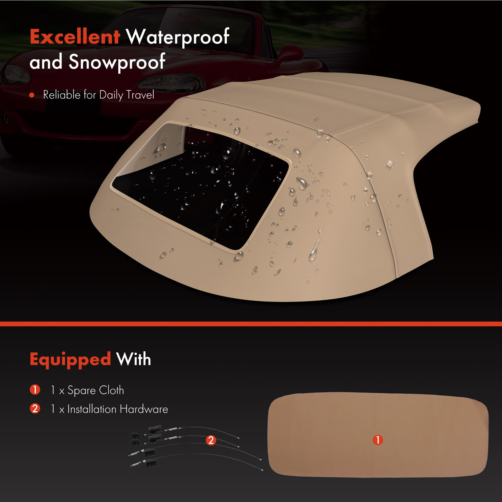 New Convertible Soft Top with Plastic Rear Window for BMW E36 Z3 1996-2002 Tan