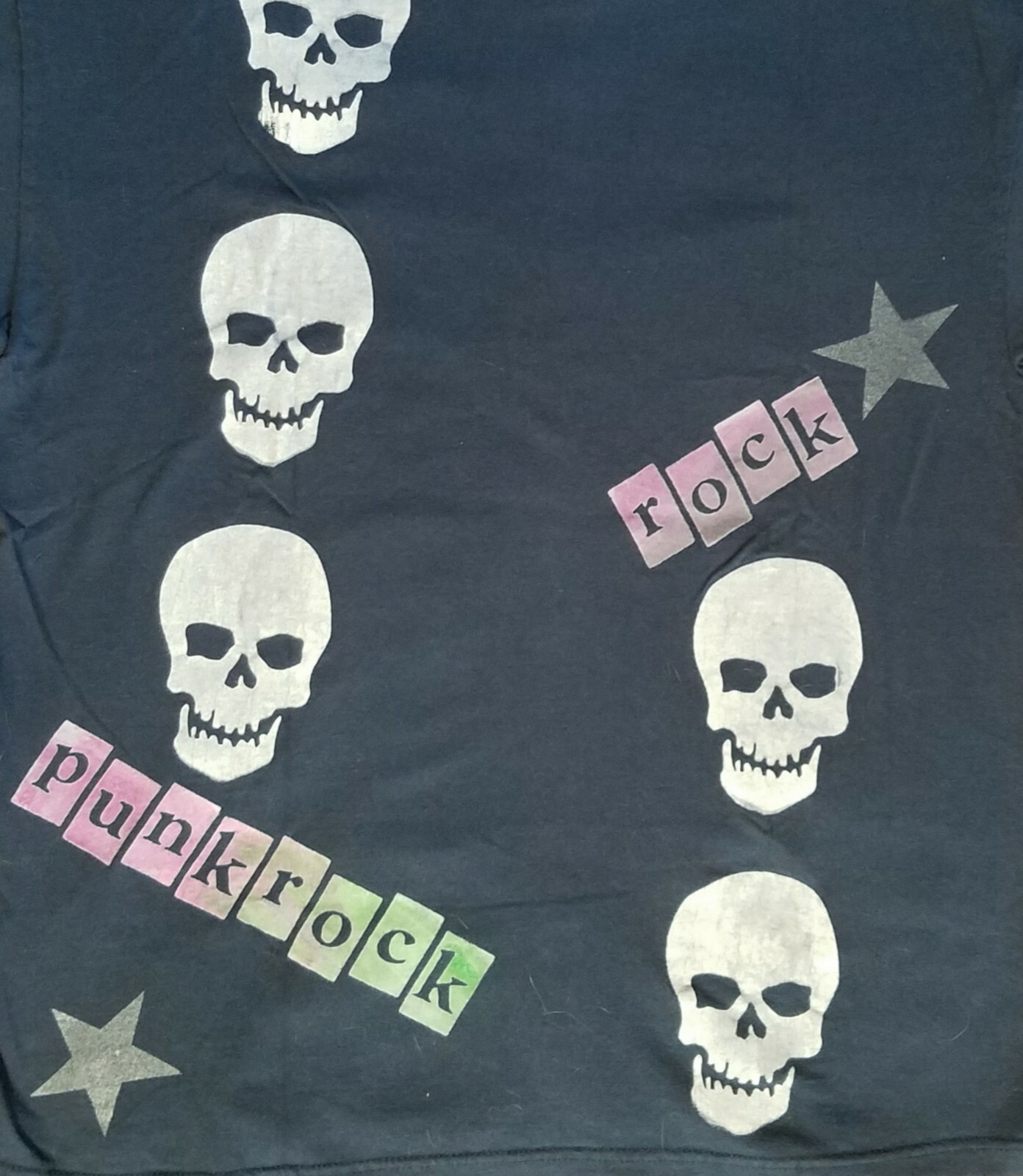Punk Rock Skull T-Shirt Large one-of-a-kind hand-silkscreened gallery