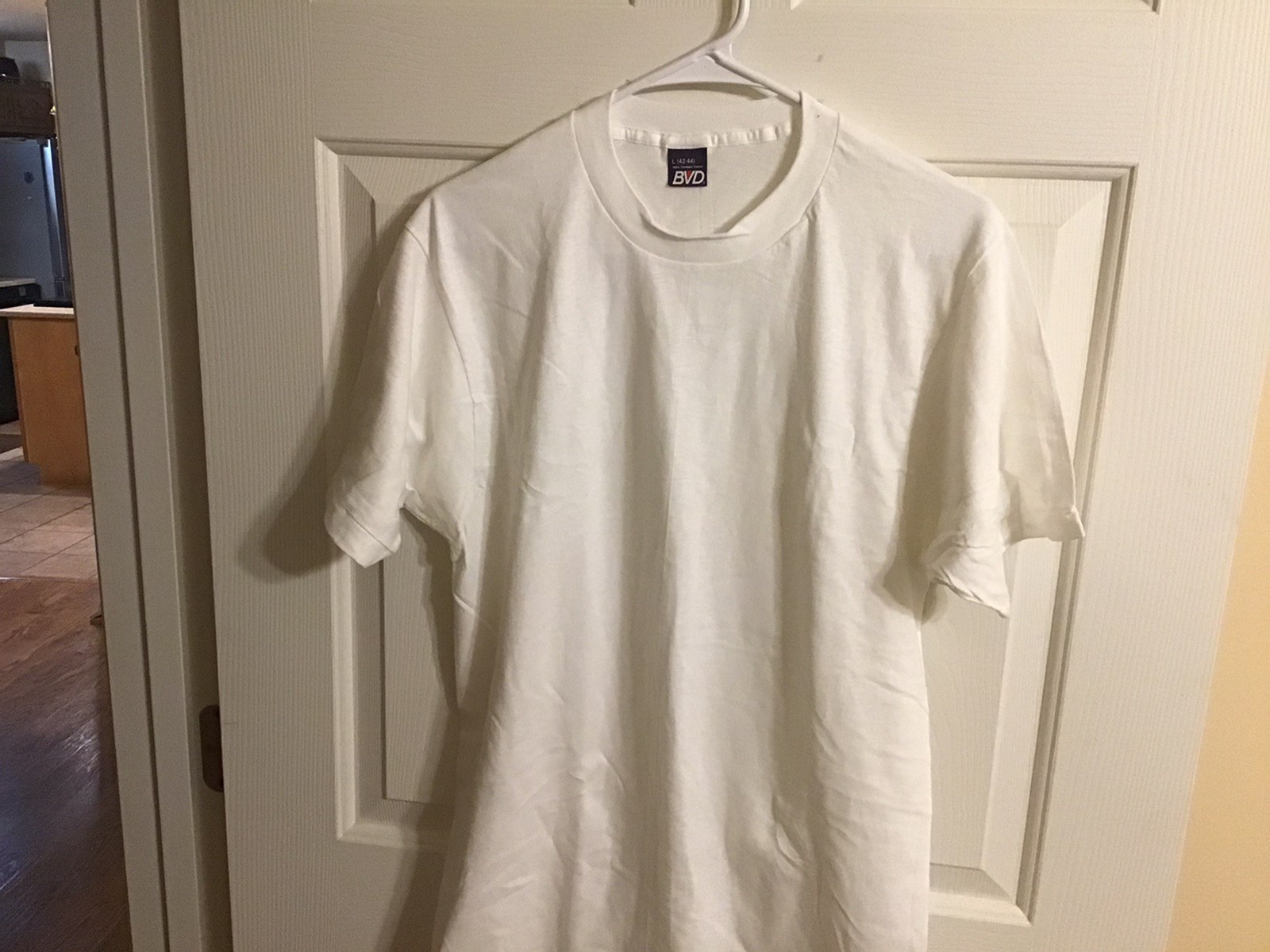 Vintage Single Stitch BVD Plain White Tee Shirt Large 100% Combed Cotton New