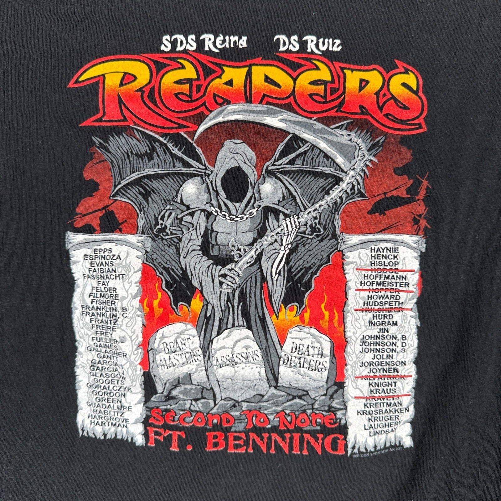 Delta Company 2/47 Infantry Regiment Ft Benning Reapers Graphic Tee Black M