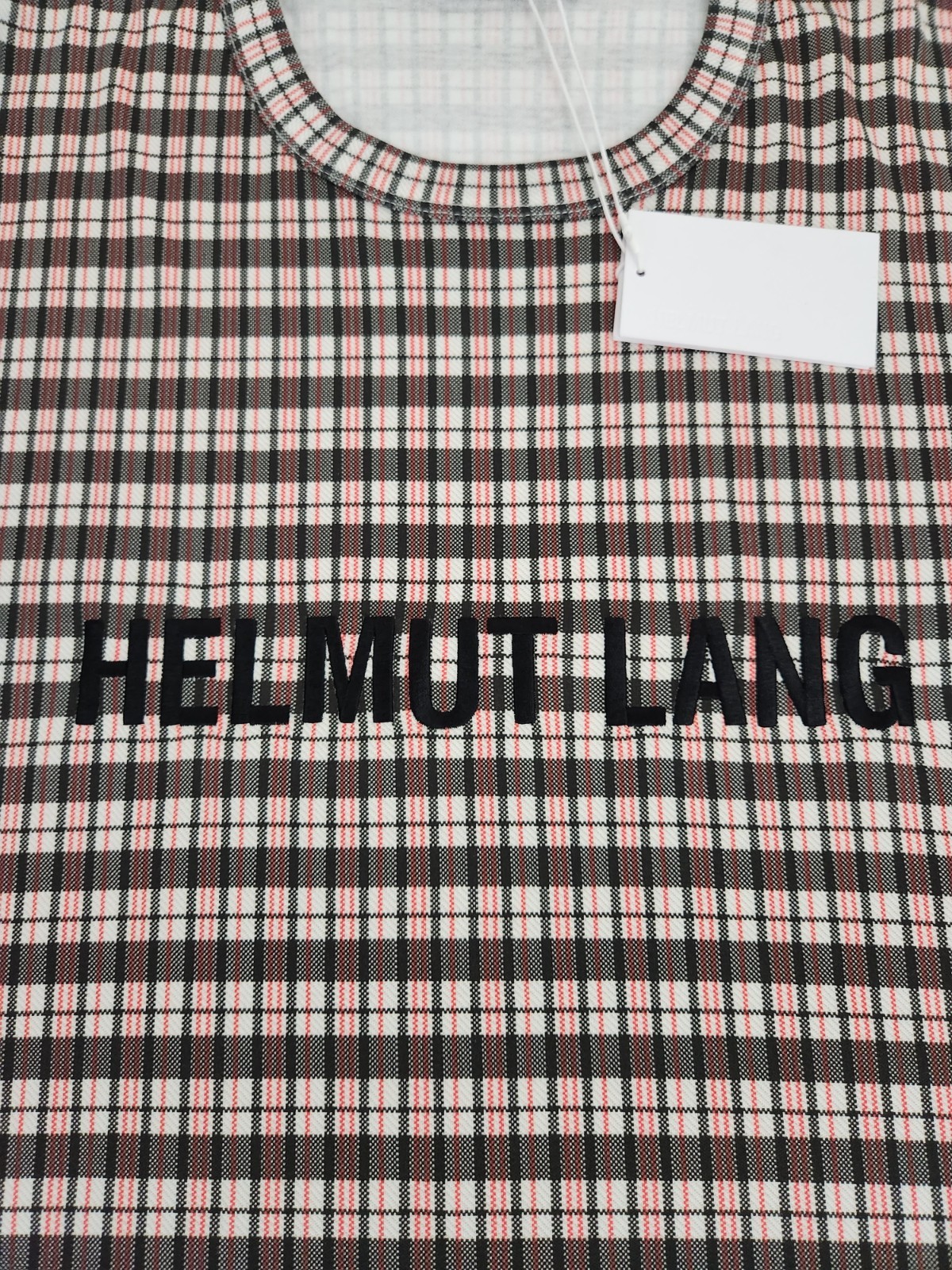 Helmut Lang Logo OS Tee Mini Digital Check Red Men's Size Large New gallery