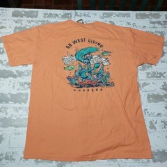 Duck Co. Go West Diving Explore The Deep Curacao T Shirt Sz Lg 2016 Peach Tee