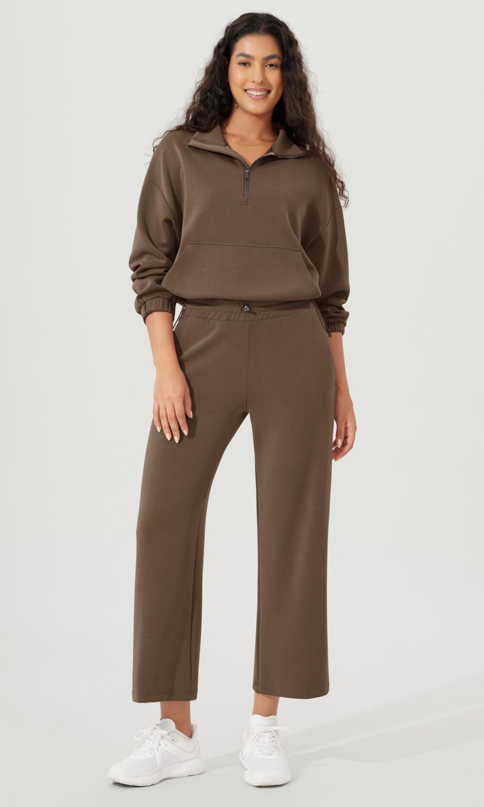 Women's Modal Soft Wide Leg Cropped Pants with Pockets Adjustable Shockcord H... gallery