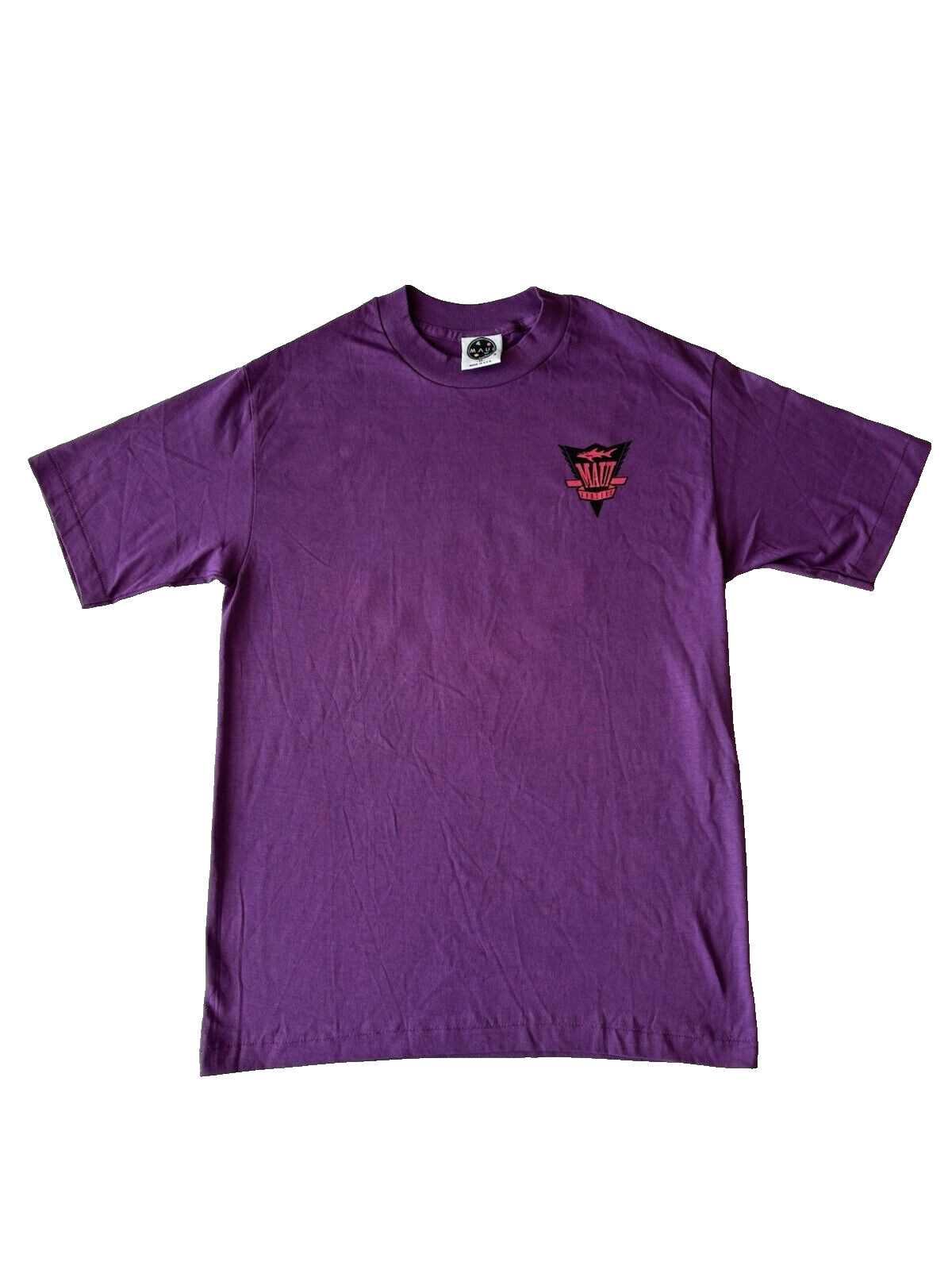 Maui And Sons Shirt Men Medium Purple Shark Neon Surf Skate Single Stitch 90s gallery