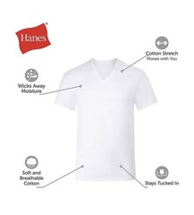Men’s Hanes MEDIUM 3 Ultimate Soft Undershirts 1 Black Crew – 2 White V-Neck