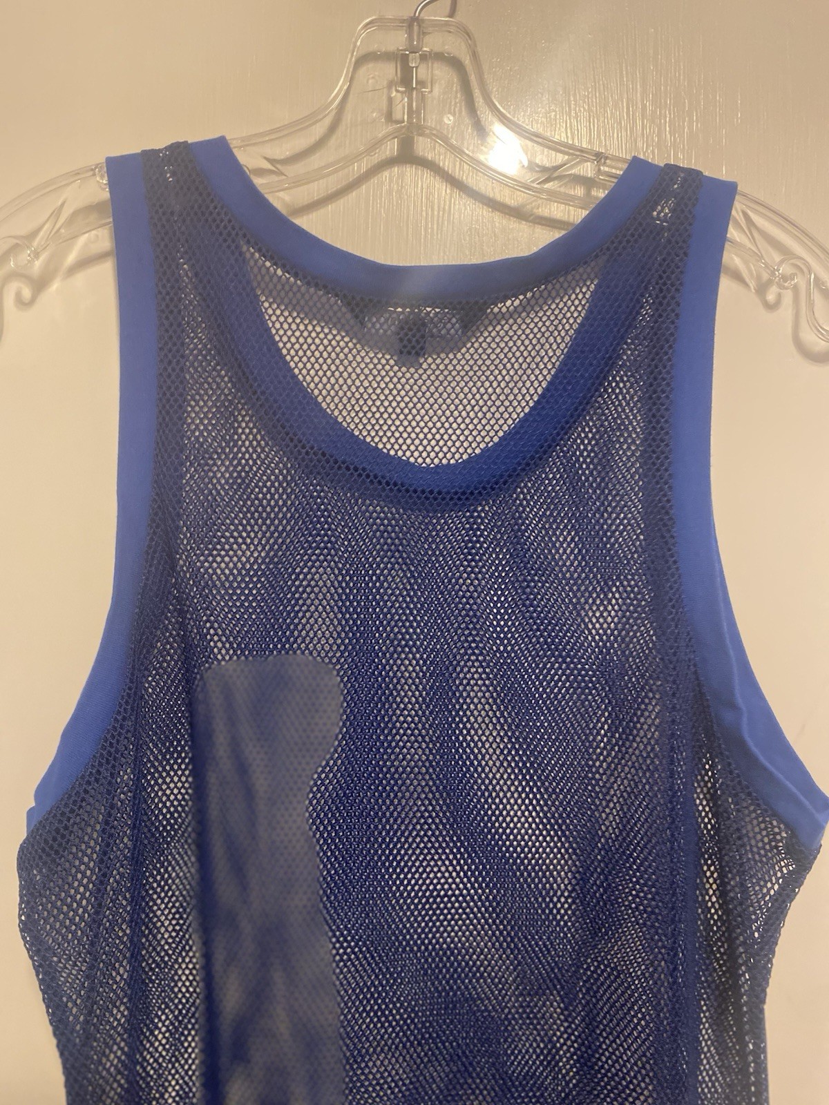 Men's Ture TrendyFishnet Mesh Tank Top Vest Royal Blue Stretch Size Small NWOT gallery