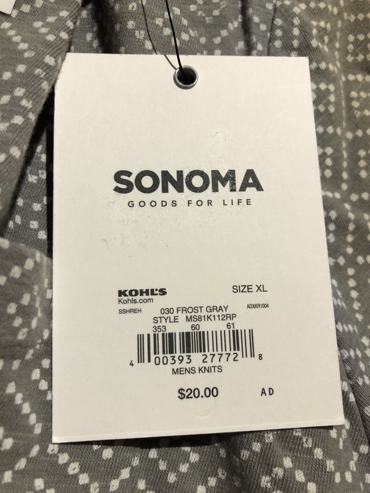 Sonoma Tee Shirt Gray XLarge Mens $20 (s-rd-24-39) gallery