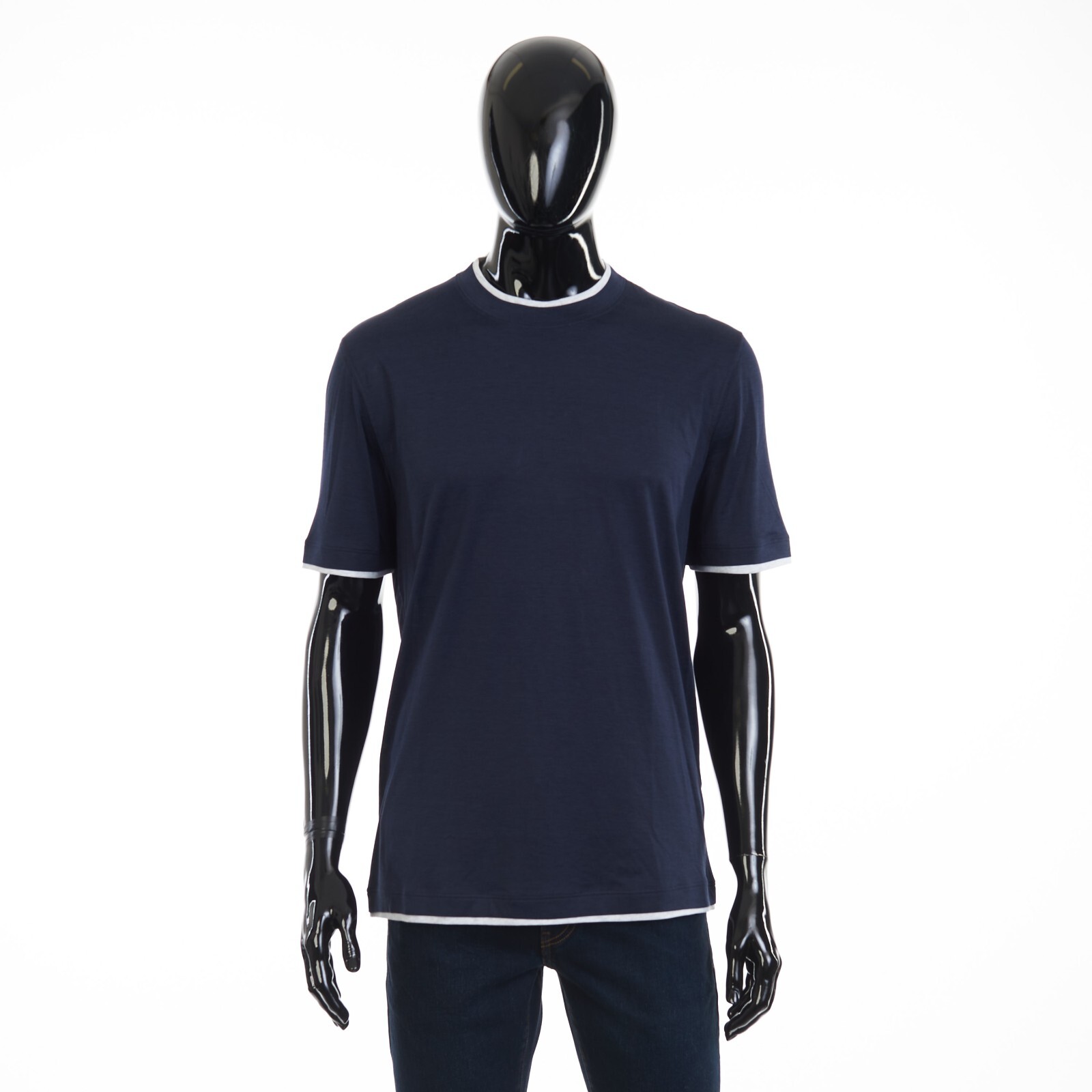 BRUNELLO CUCINELLI 790$ T-Shirt – Crewneck, Faux Layering, Silk & Cotton Jersey
