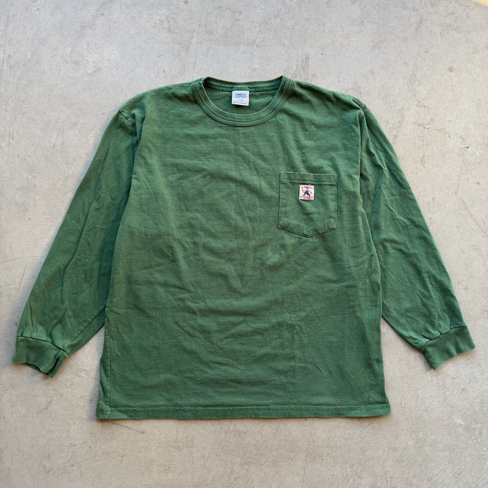 Randy’s Garments USA New York Sz XL Green Long Sleeve Pocket Shirt Rare Designer