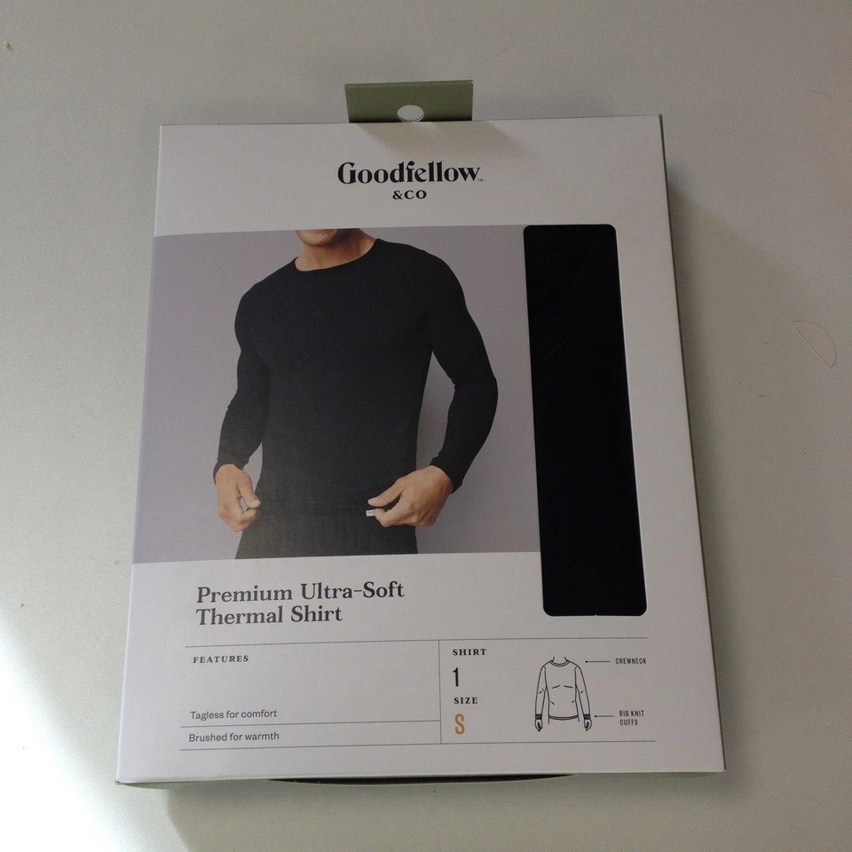 Goodfellow & Co Men's S 34/36 Black Premium Ultra Soft Thermal Long Sleeve Shirt gallery