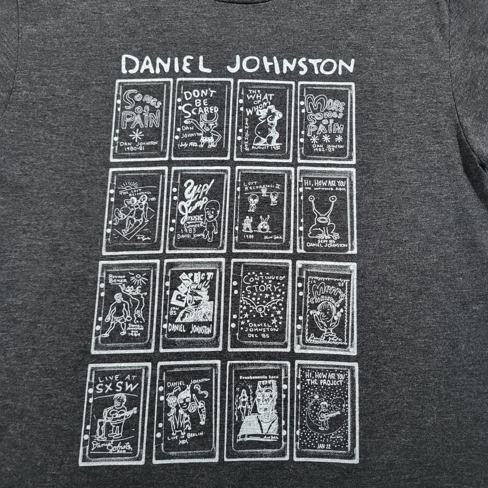 Daniel Johnston Shirt Mens Medium Black Double Sided Cassette Grid Album Art Tee gallery