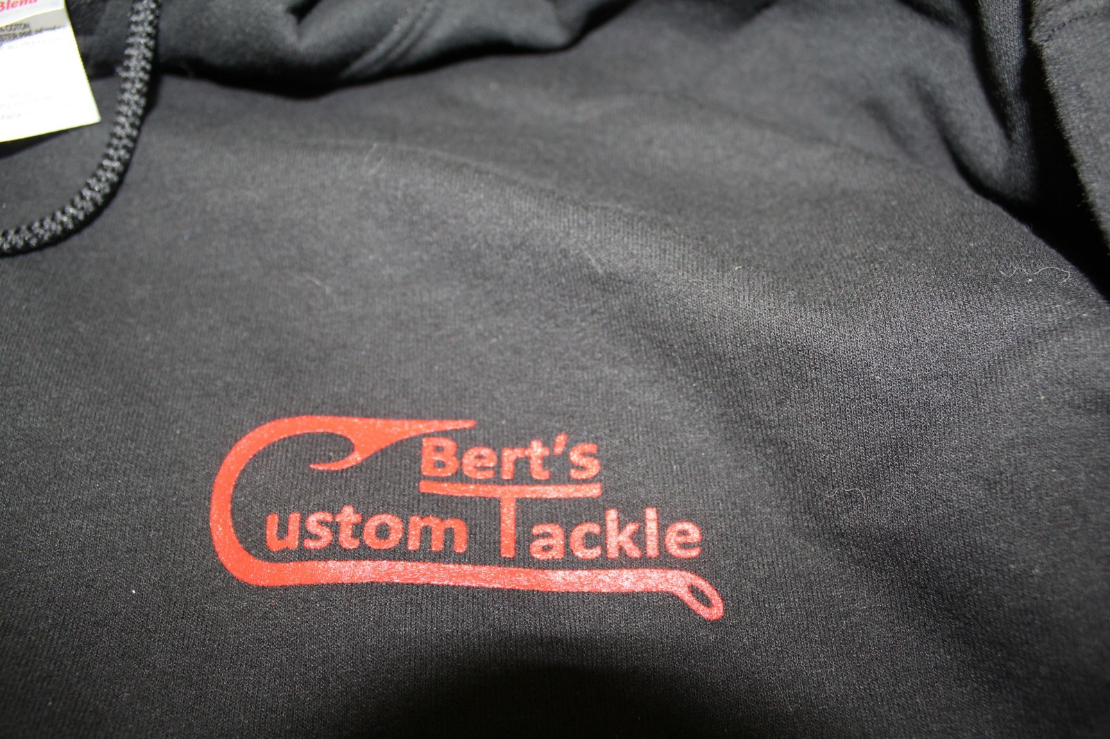 Berts Custom Tackle 50/50 Poly/Cotton Black Hooded Sweat Shirt Choose Size gallery