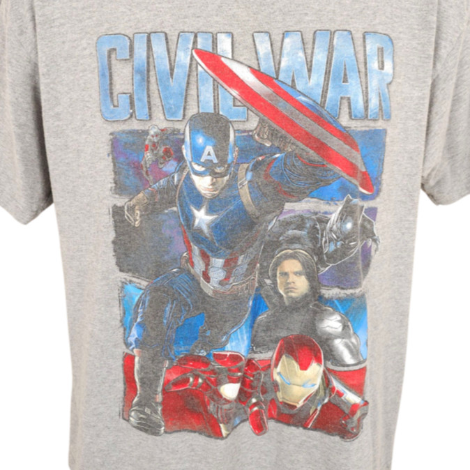 Captain America Civil War T Shirt Mens Size Large Gray Marvel Comics Movie