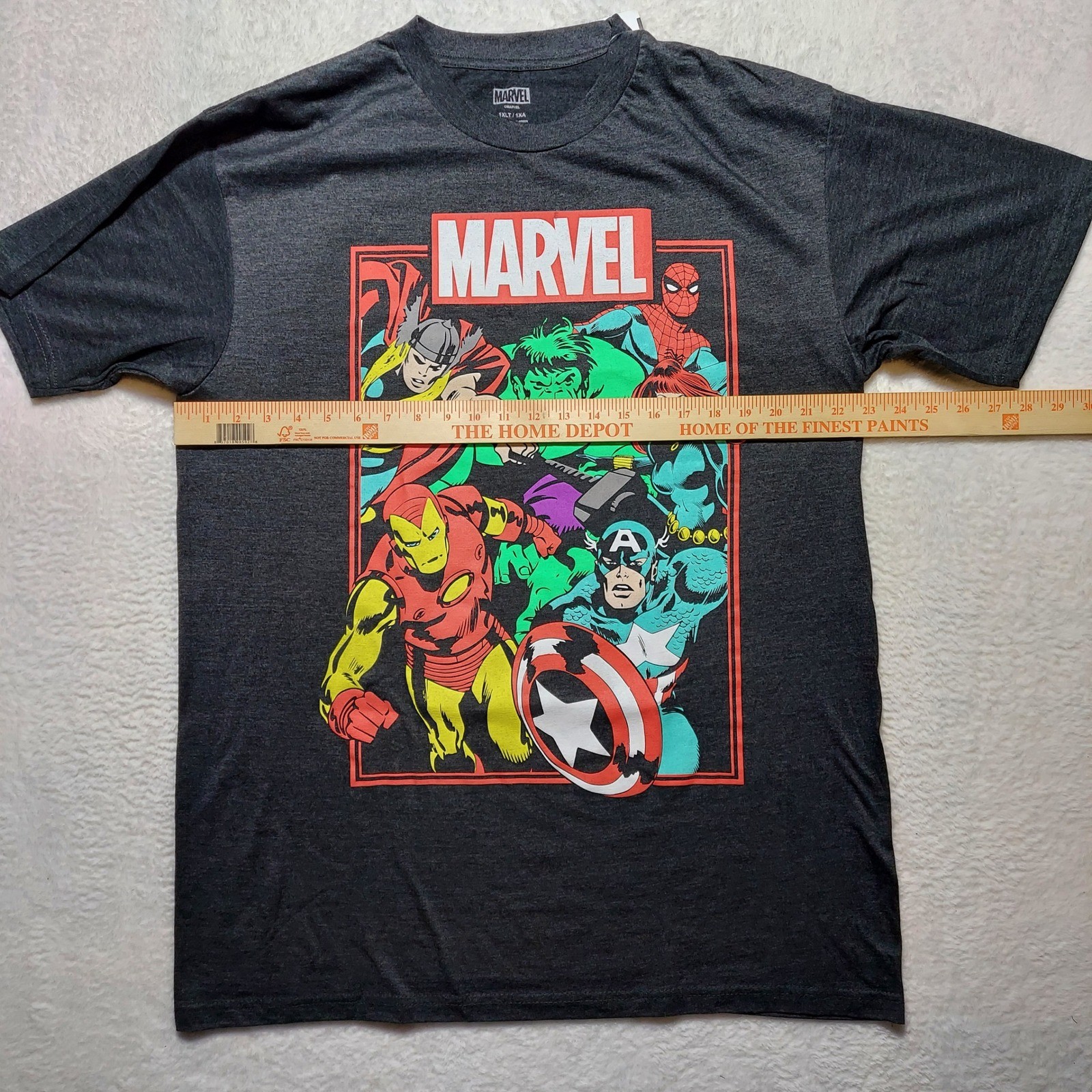 Marvel T-Shirt Men's XLT Charcoal Avengers Graphic Crew Neck MVAC0BGB SC3 gallery