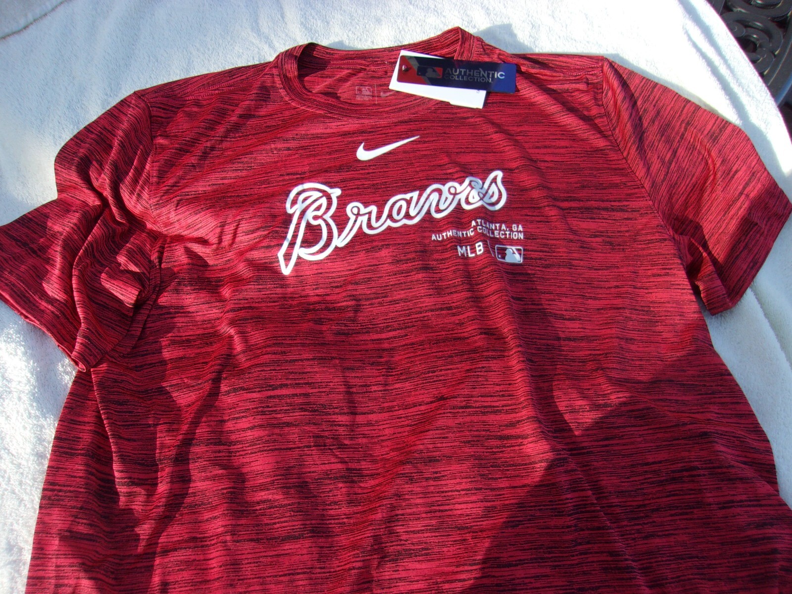 NWT Nike dri fit T, Atlanta Braves, men's M, L, XL, heather red, poly., MLB, $40 gallery