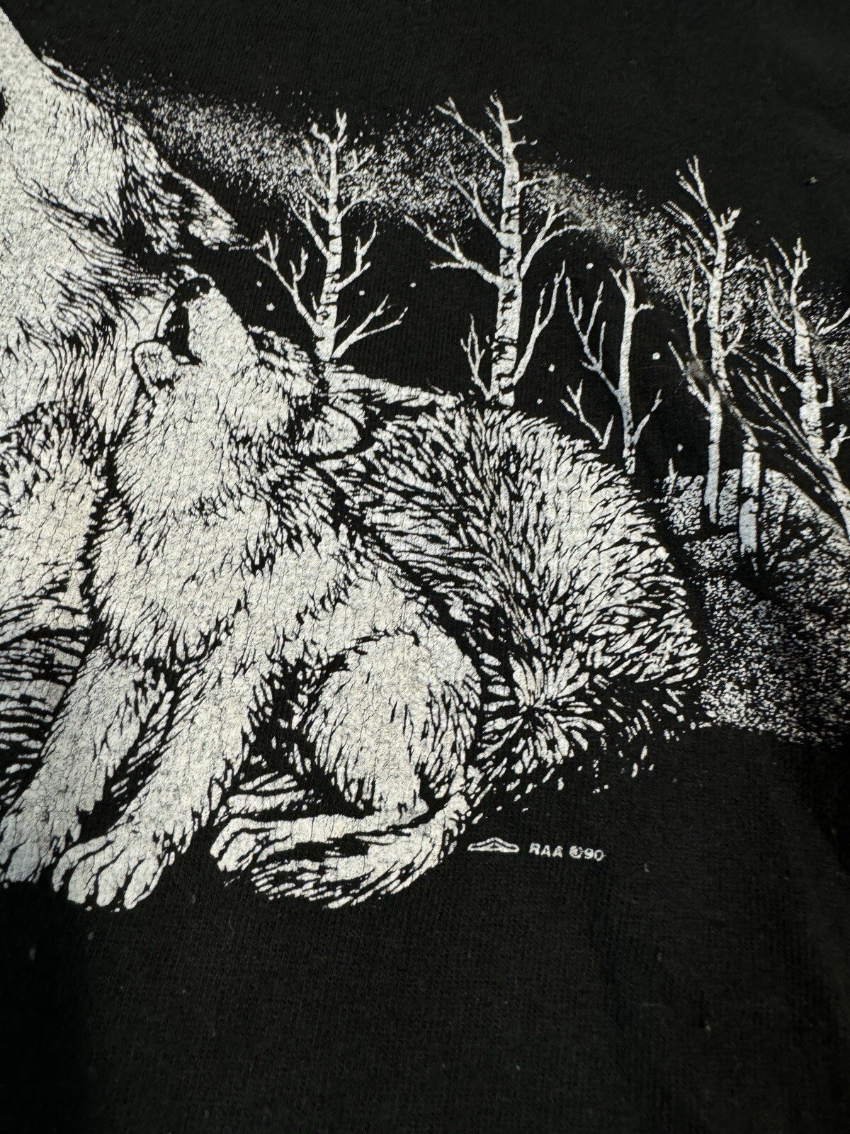 Vintage Sedona Arizona Wolf Wrap Around Nature Animal Black T-Shirt XL 1990 gallery