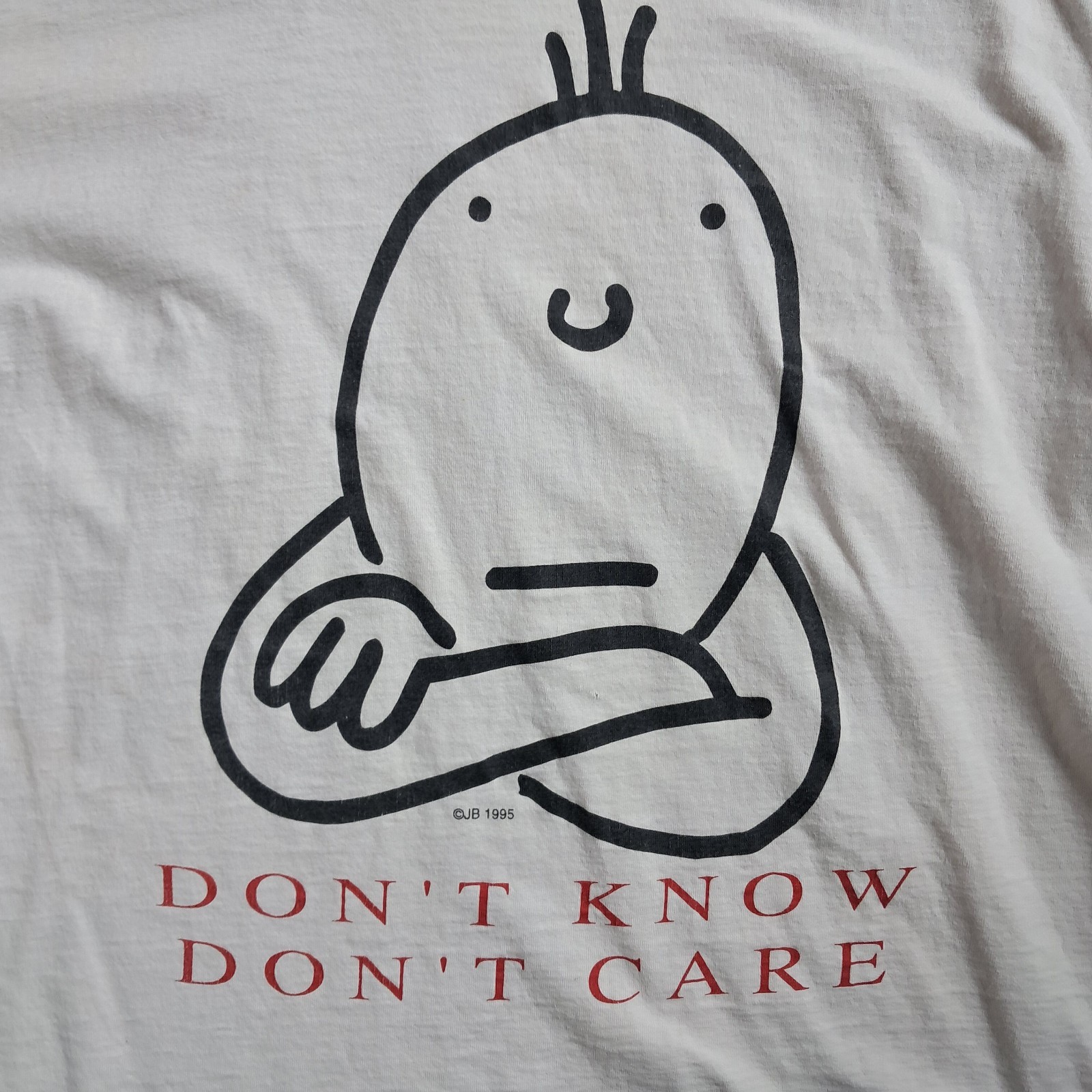 Vintage 1995 Dont Know Dont Care Single Stitch T-Shirt Men's XL gallery