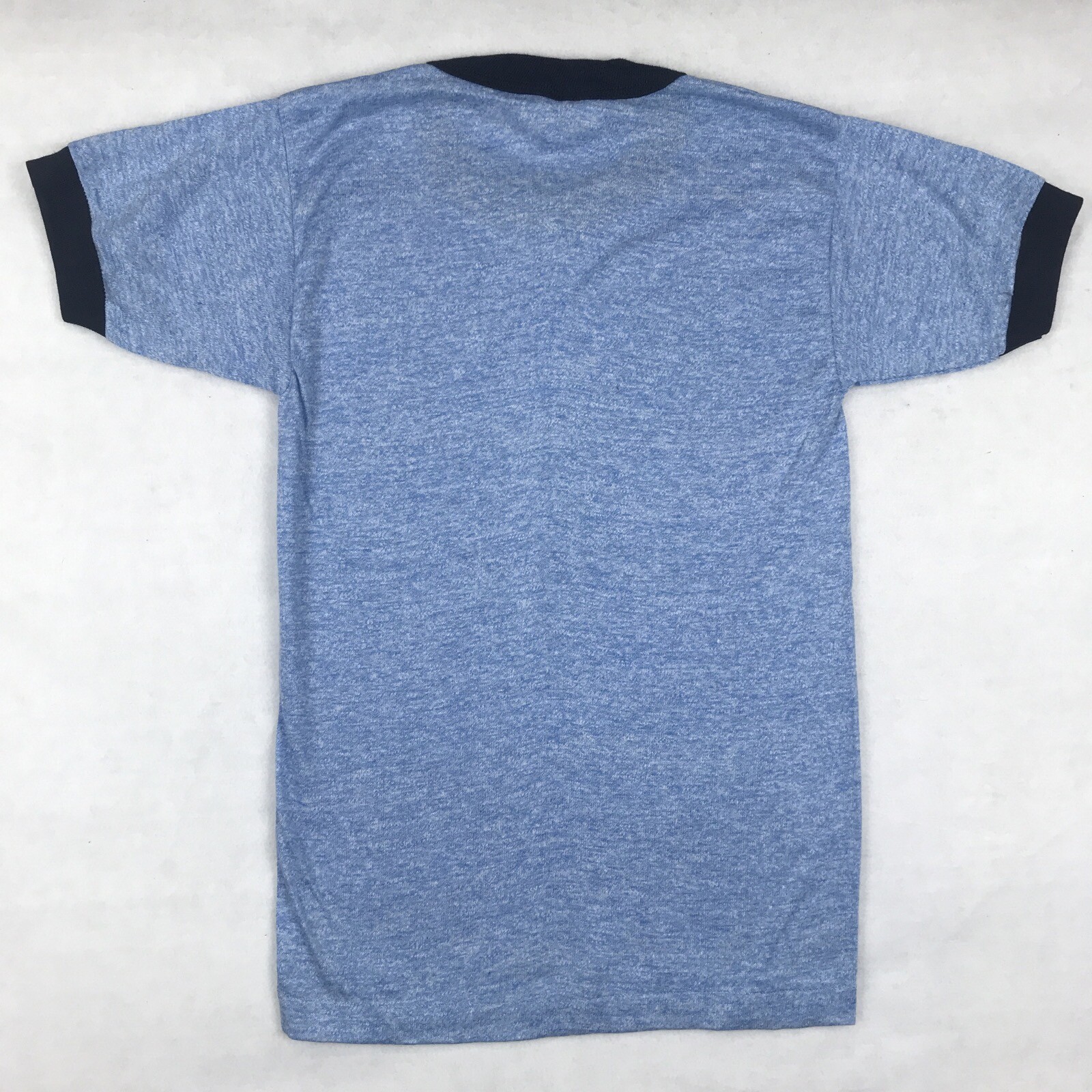 NOS vintage 80s BLANK BLUE RAYON TRI-BLEND RINGER T-Shirt XXXS soft thin rock gallery