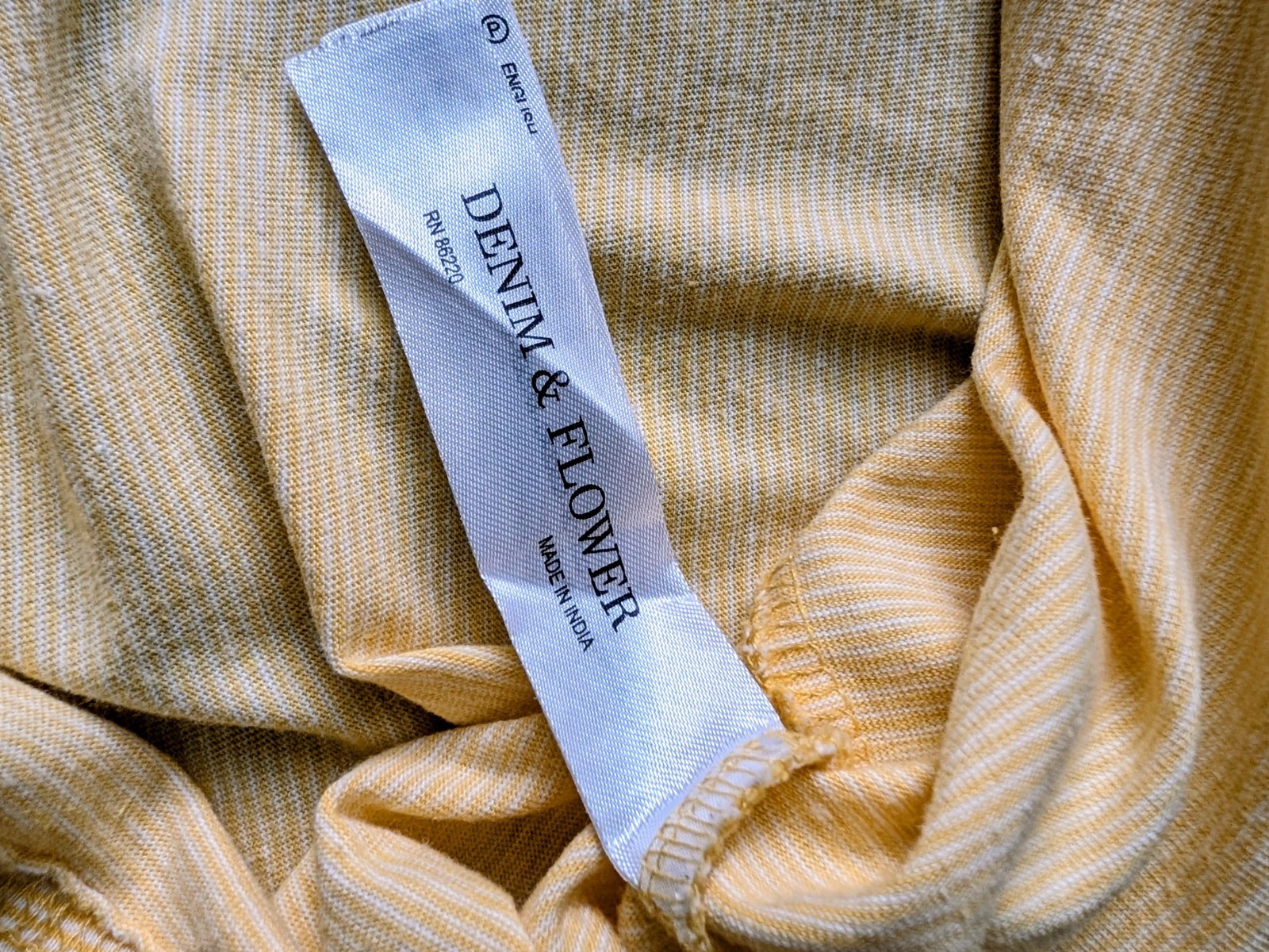 Denim & Flower Ricky Singh Mens XL Yellow Striped Crew Neck Short Sleeve T-Shirt gallery