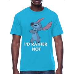 Lilo & Stitch Mens I’d Rather Not Graphic T-shirt Blue XL