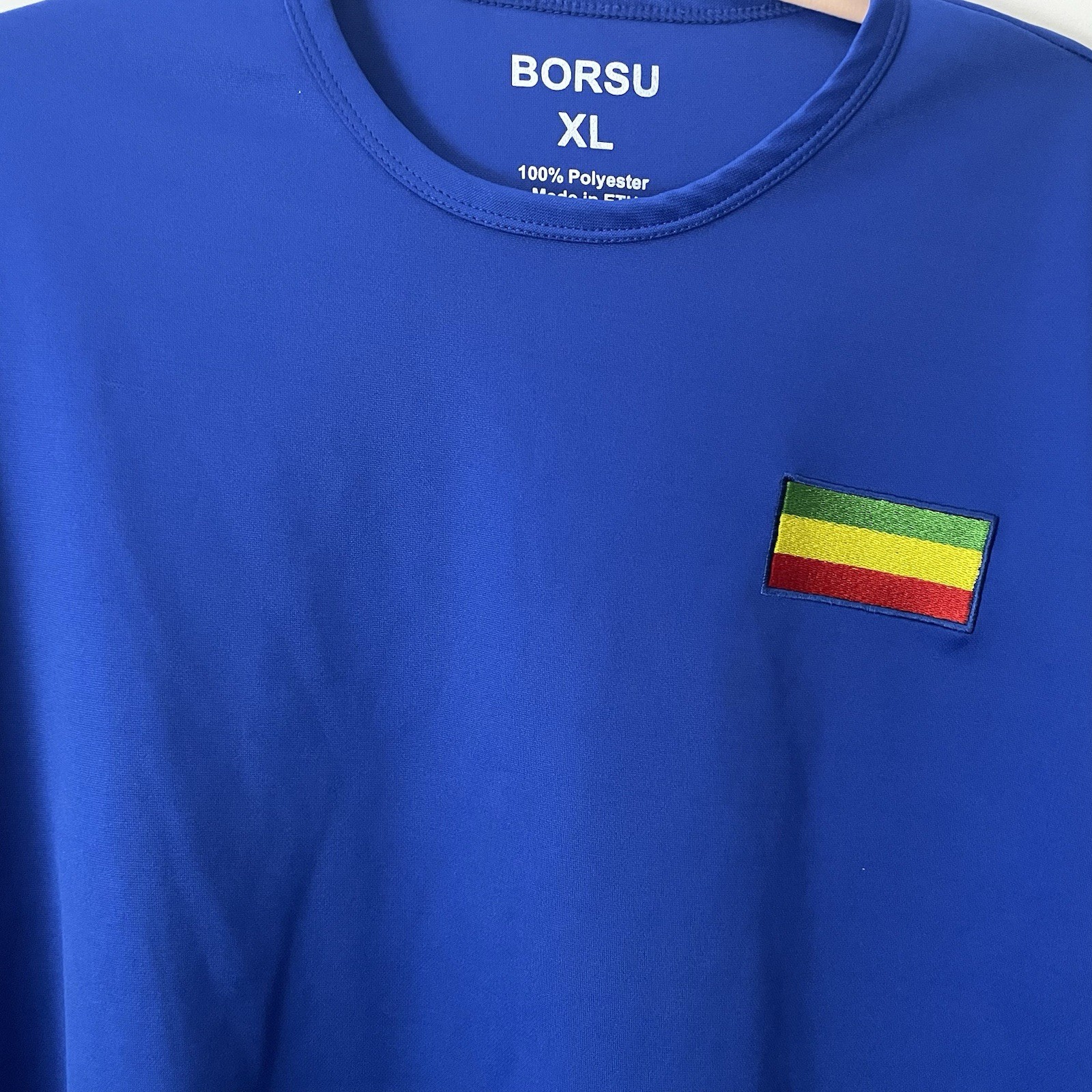 Borsu Men’s XL Ethiopia Jersey Shirt Blue Ethiopia Flag Short Sleeve gallery