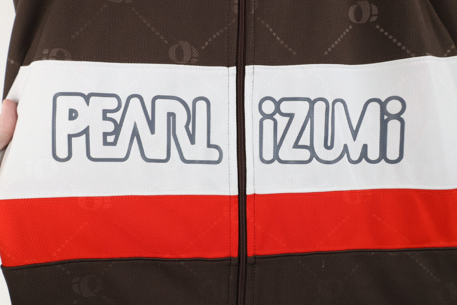Vtg Pearl Izumi Mens Large Spell Out Color Block Bicycle Cycling Jersey Brown gallery