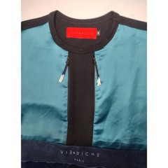 Vie Riche Paris Mens Multi-Panel Colorblock Zipper T-Shirt Black Teal Blue M
