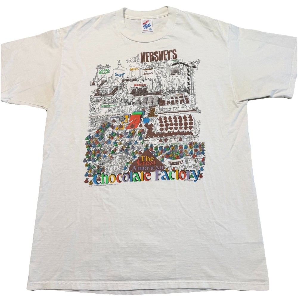 Vintage Hersheys The great American Chocolate Factory Shirt Large 1991 USA Made