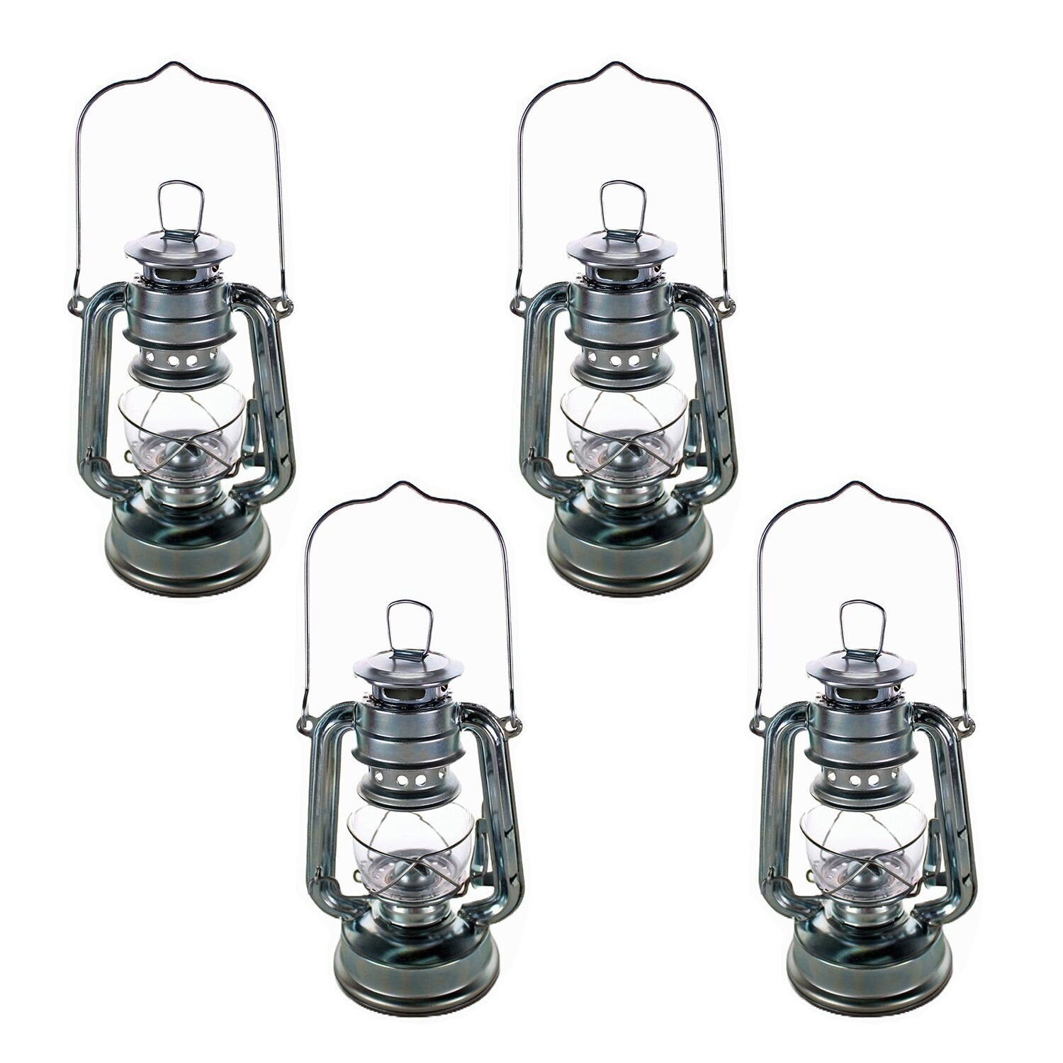Q=4 Kerosene Oil Lantern – Emergency Hanging Camping Light – Silver Small Size