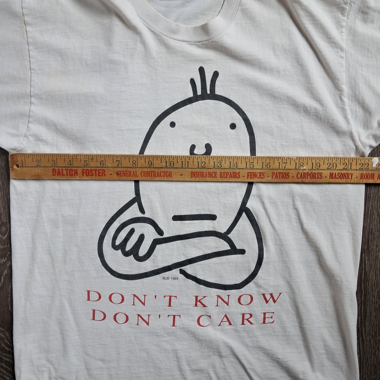 Vintage 1995 Dont Know Dont Care Single Stitch T-Shirt Men's XL gallery