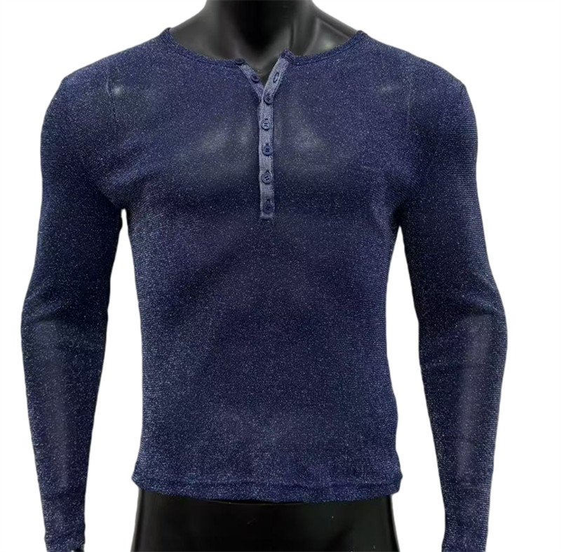 Mens Glitter Shirt Top See Through Lace T-Shirt Sheer Mesh Undershirts gallery